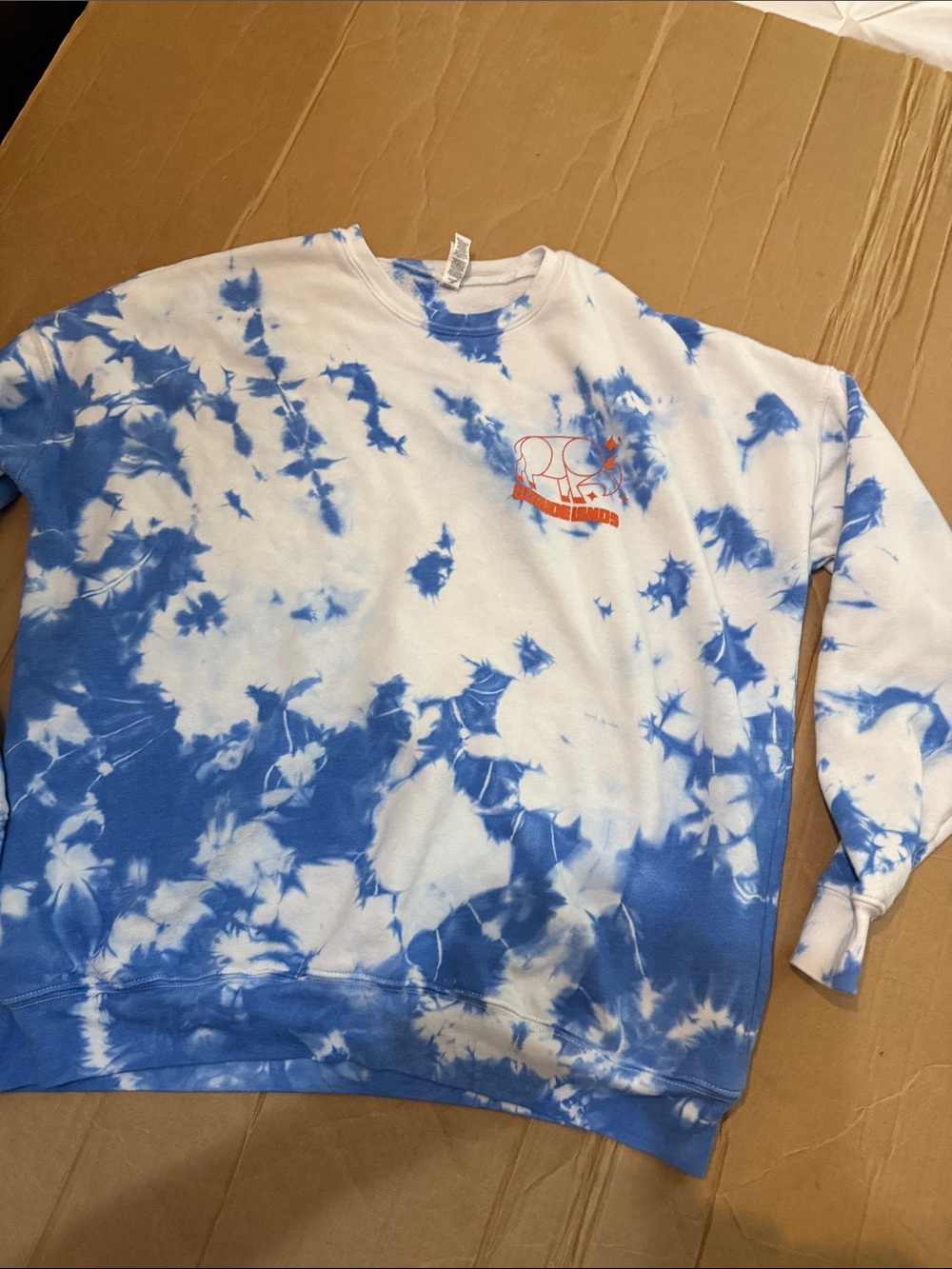 Bella Canvas Blue & White Tie-Dye Crewneck Sweater with Chest Graphic
